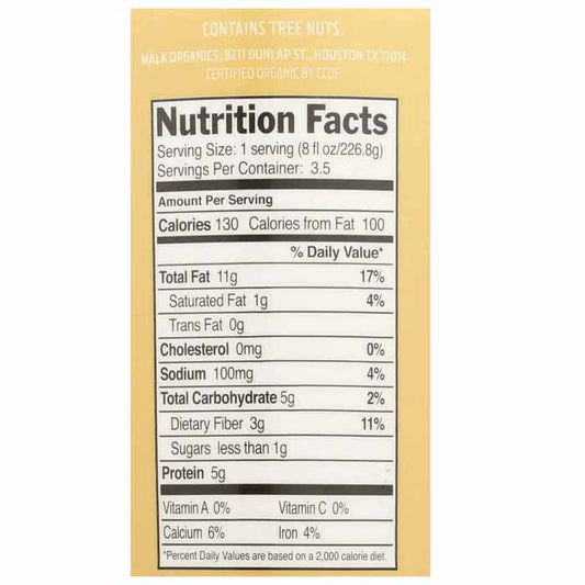 Malk - Organic Unsweetened Vanilla Almond Milk, 28oz - back