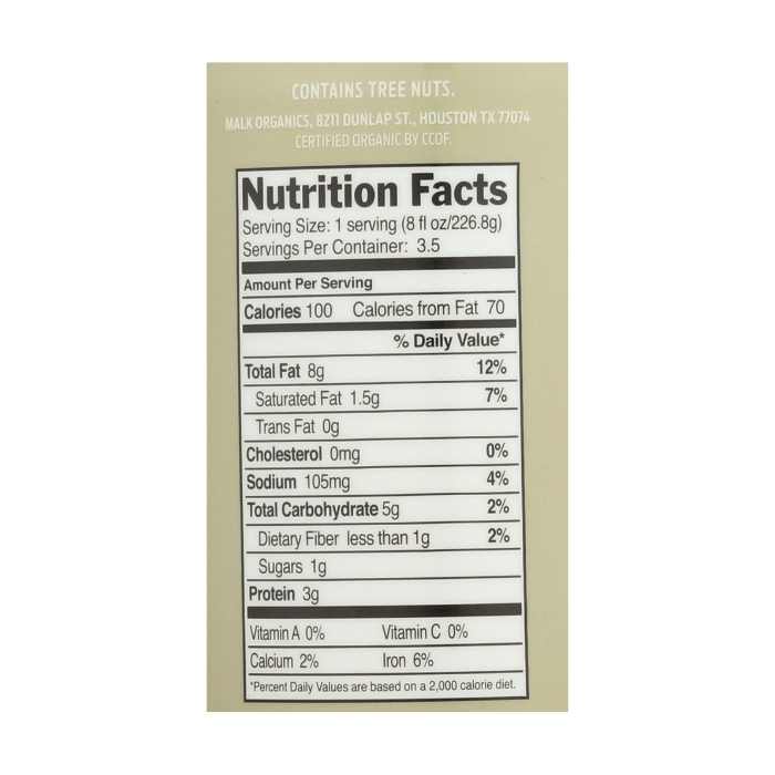 Malk - Pure Unsweetened Cashew Malk - nutrition