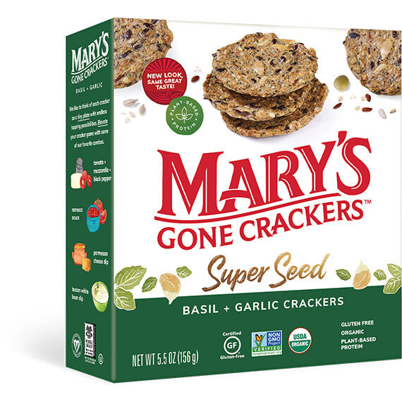 Mary's Gone Crackers - Super Seed Basil & Garlic Crackers, 5.5oz
 | Pack of 6 - PlantX US