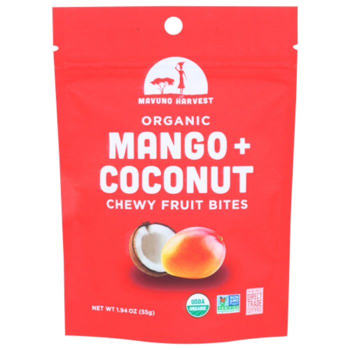 MAVUNO HARVEST - MANGO + COCONUT FRUIT BITES, 1.94 OZ | Pack of 8