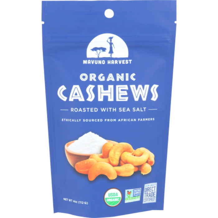 MAVUNO HARVEST - ORGANIC CASHEW ROASTED SEA SALT, 4 OZ | Pack of 6