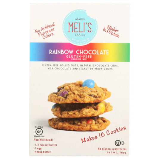 Melis Cookies - Gluten-Free Cookie Mix Rainbow Chocolate 16 oz - Pack of 6