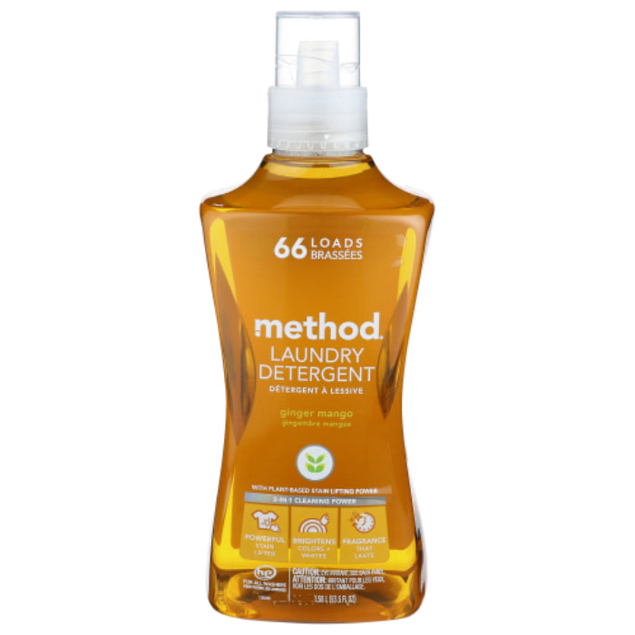 METHOD HOME CARE - LAUNDRY DETERGENT GINGER MANGO, 53.5 Oz | Pack of 4