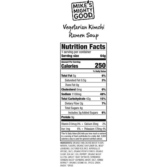 Mike's Mighty Good - Craft Ramen Vegetarian Kimchi Soup, 2.3oz - back