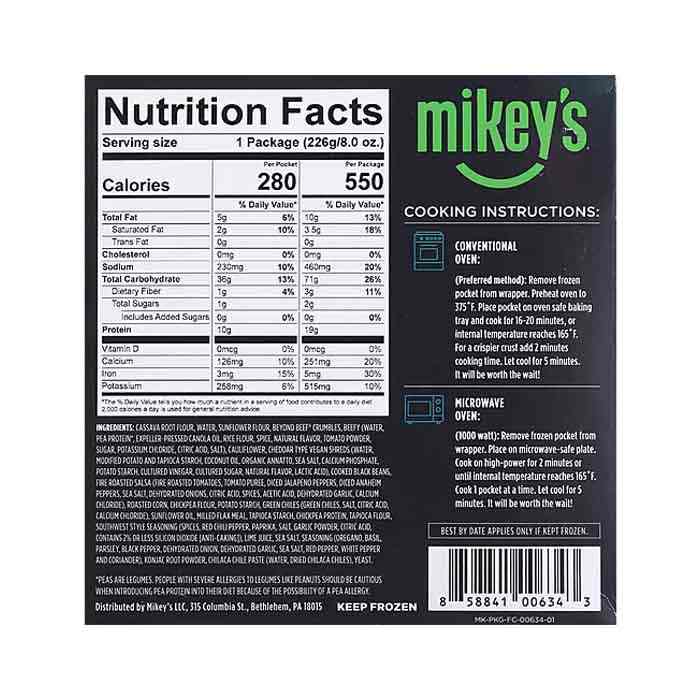 Mikey's - Spicy Southwest Plant-Based Pockets, 8oz - back