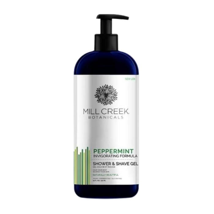 Mill Creek Botanicals - Shower & Shave Gel Peppermint, 14 fl oz | Pack of 3 - front