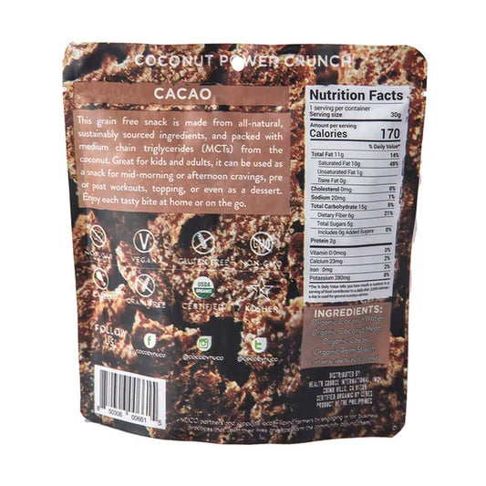 NUCO - CACAO COCONUT POWER CRUNCH, 30GM - Pack of 6