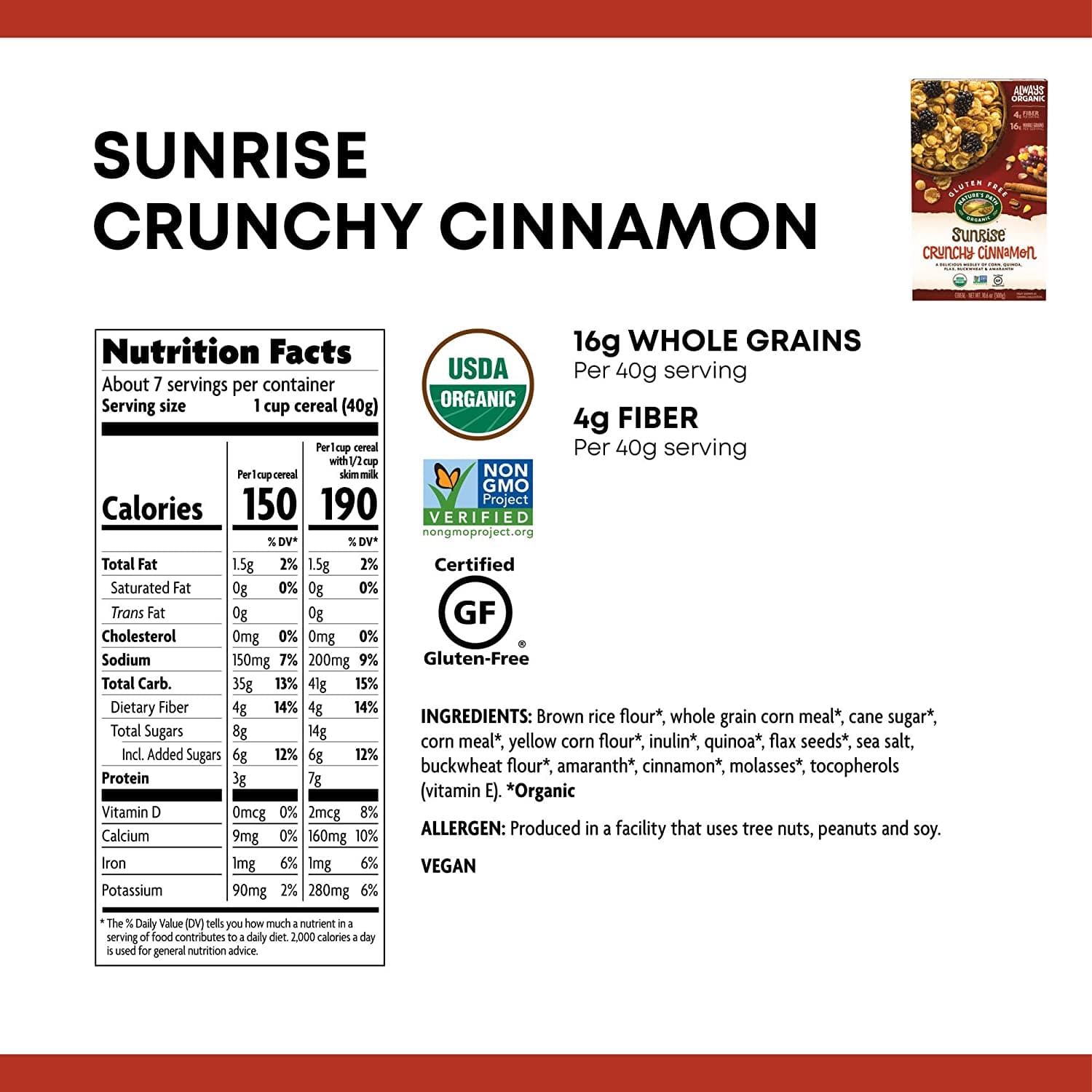 Nature's Path-Cereal Crunchy Cinnamon, 10.6 oz