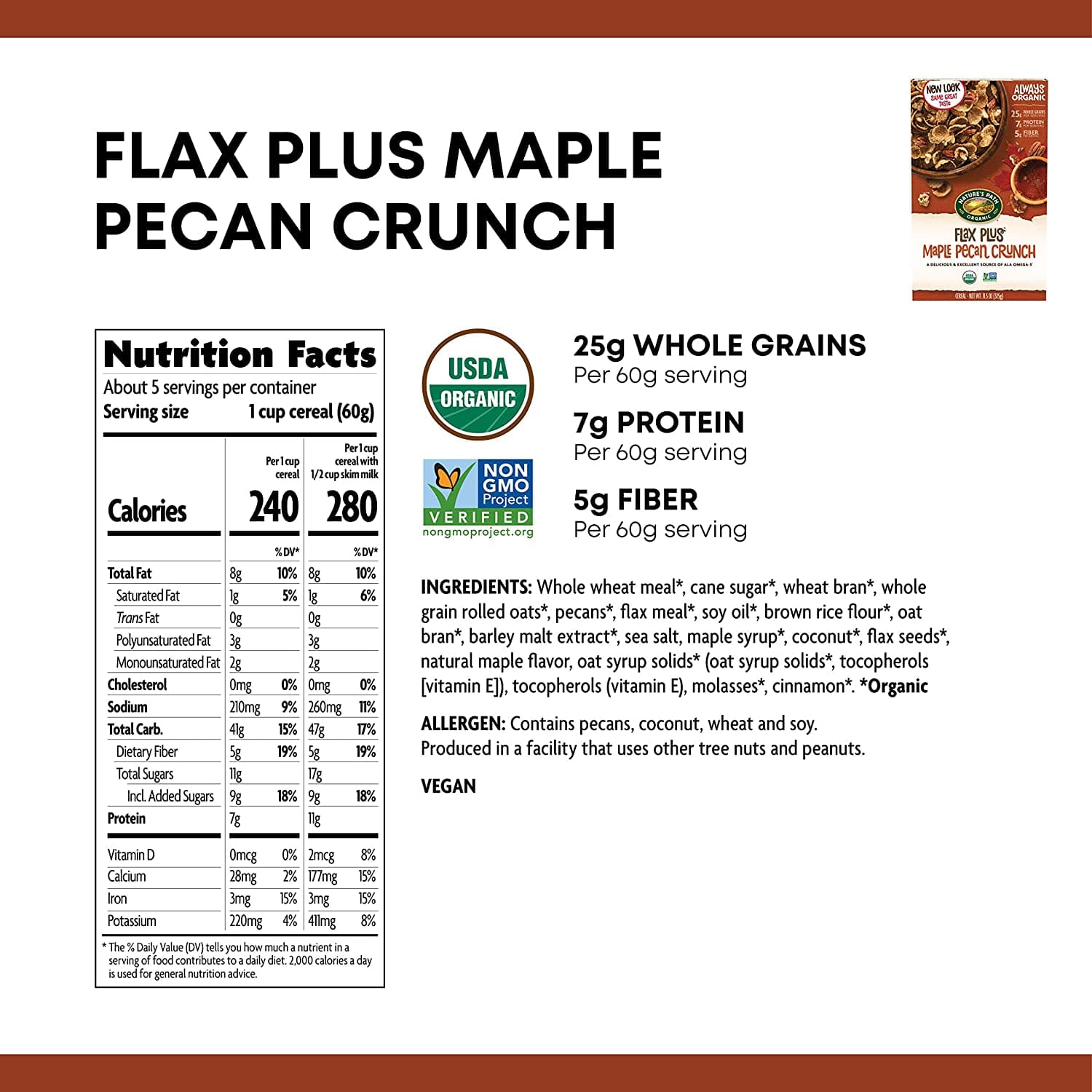 Nature's Path-Cereal Flax Maple Pecan Crunch, 11.5 oz