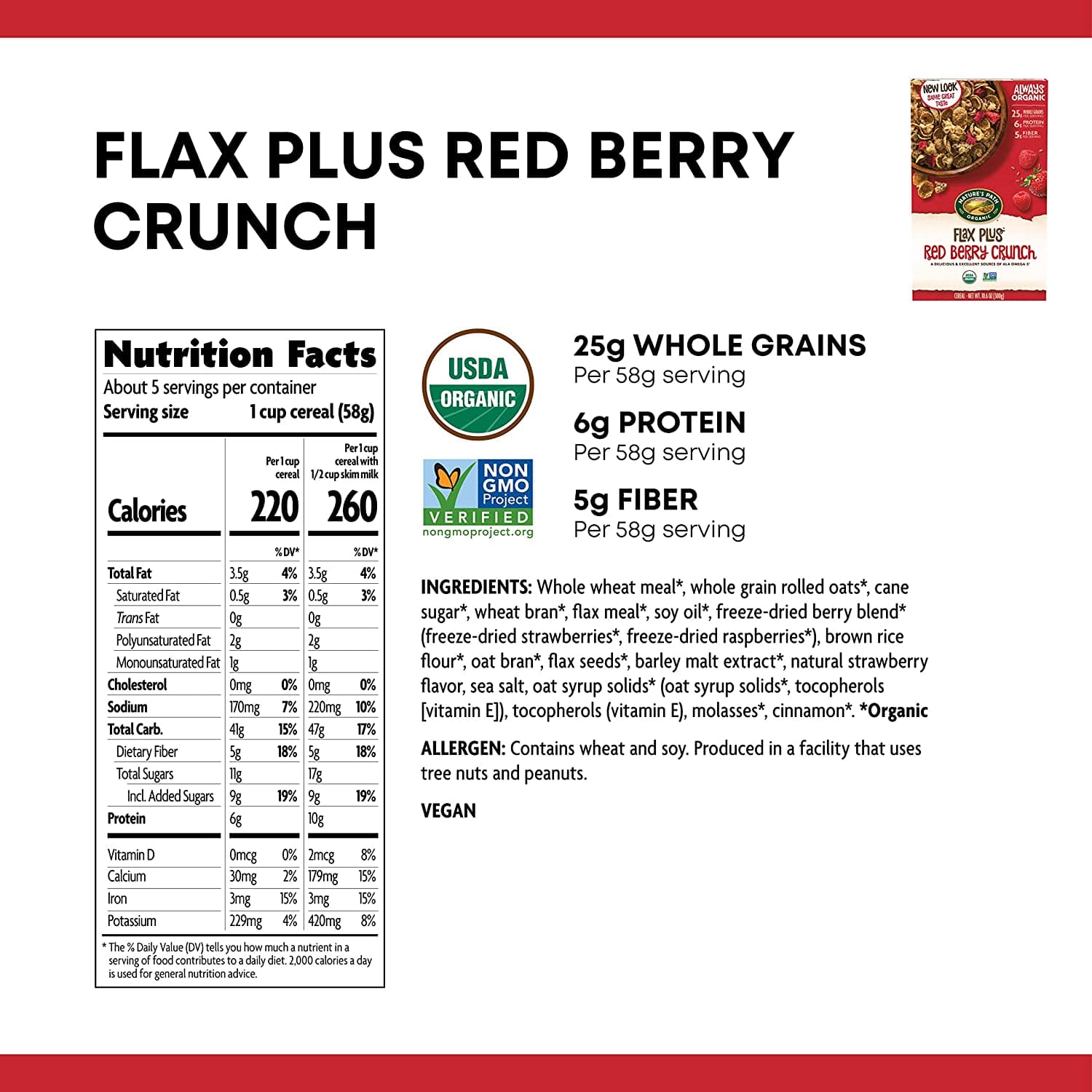 Nature's Path-Cereal Flax Red Berry Crunch, 10.6 oz