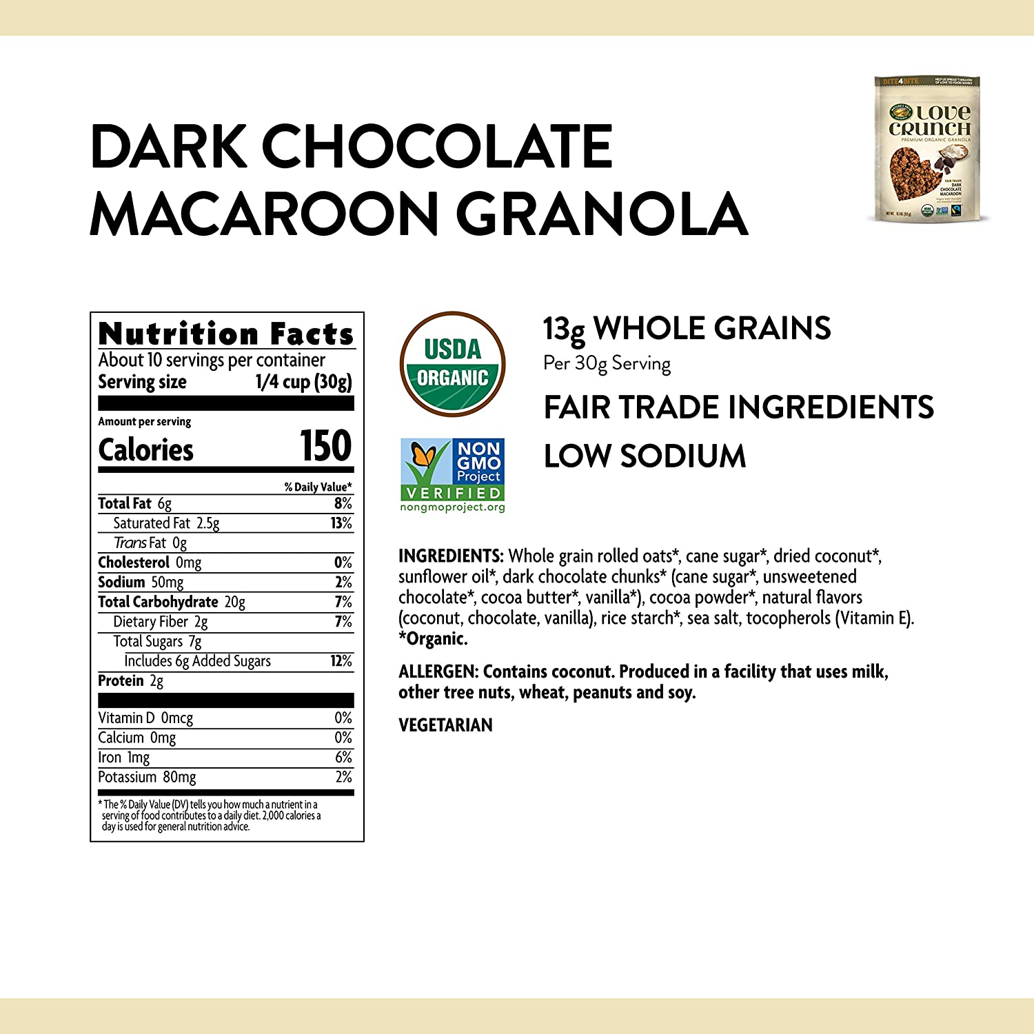 Love Crunch-Granola Dark Chocolate Macaroon, 11.5 oz pack of 6