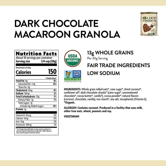 Love Crunch-Granola Dark Chocolate Macaroon, 11.5 oz pack of 6