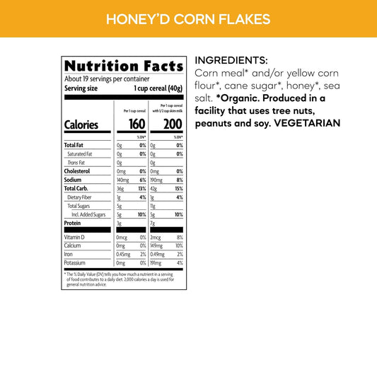 Natures Path - Organic Honeyd Corn Flakes Cereal, 10.6 oz - Pack of 12