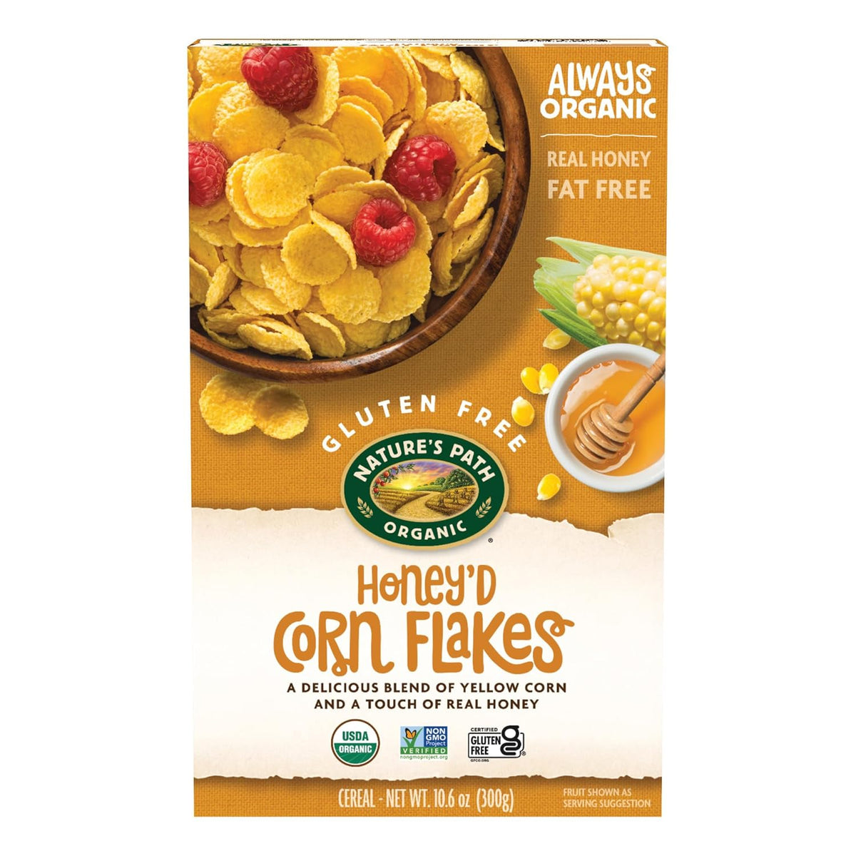 Natures Path - Organic Honeyd Corn Flakes Cereal, 10.6 oz - Pack of 12