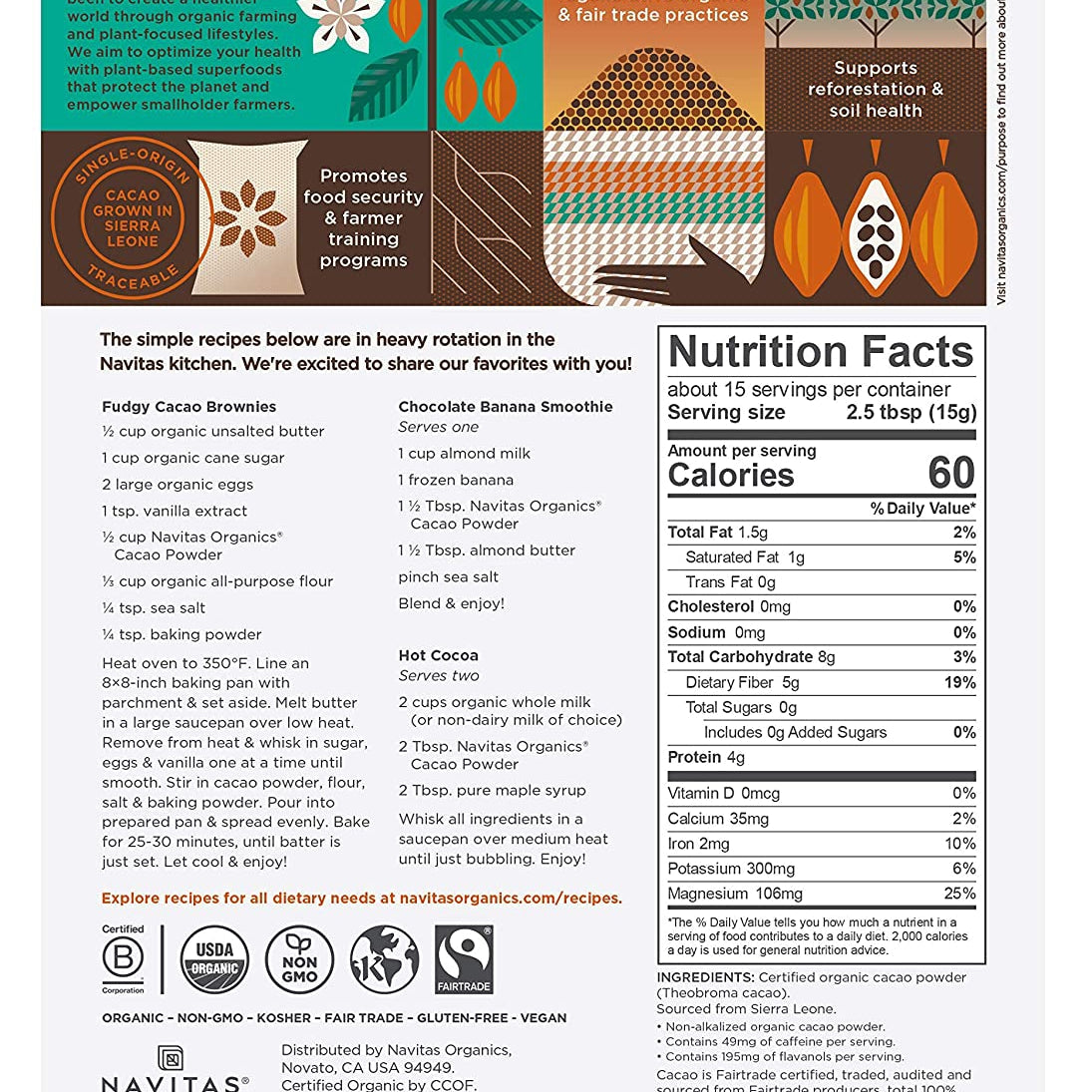 Navitas-Cacao Powder, 8 oz