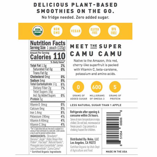 Noka - Superfood Smoothie - Strawberry & Pineapple, 4.22oz - back