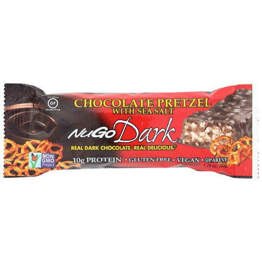 NuGo - Dark Chocolate Pretzel Bar, 1.76oz | Pack of 12 - PlantX US