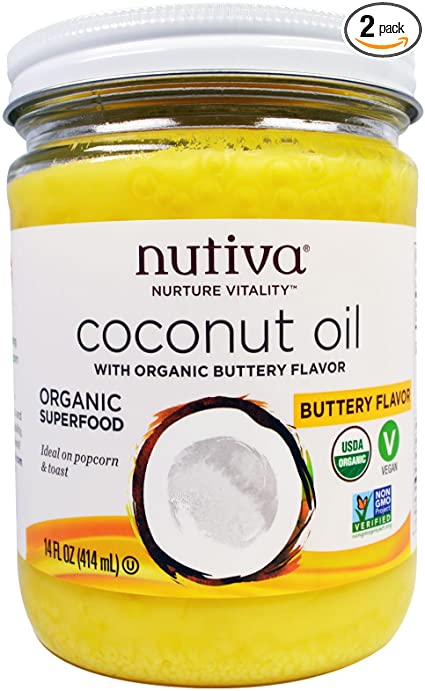 NUTIVA - Coconut Oil Buttery Flavor 14FO ( Pack of 6)