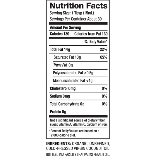 Nutiva's - Coconut Oil Virgin Organic Unrefined Cold Pressed Nutiva, 14 Oz - Pack of 6