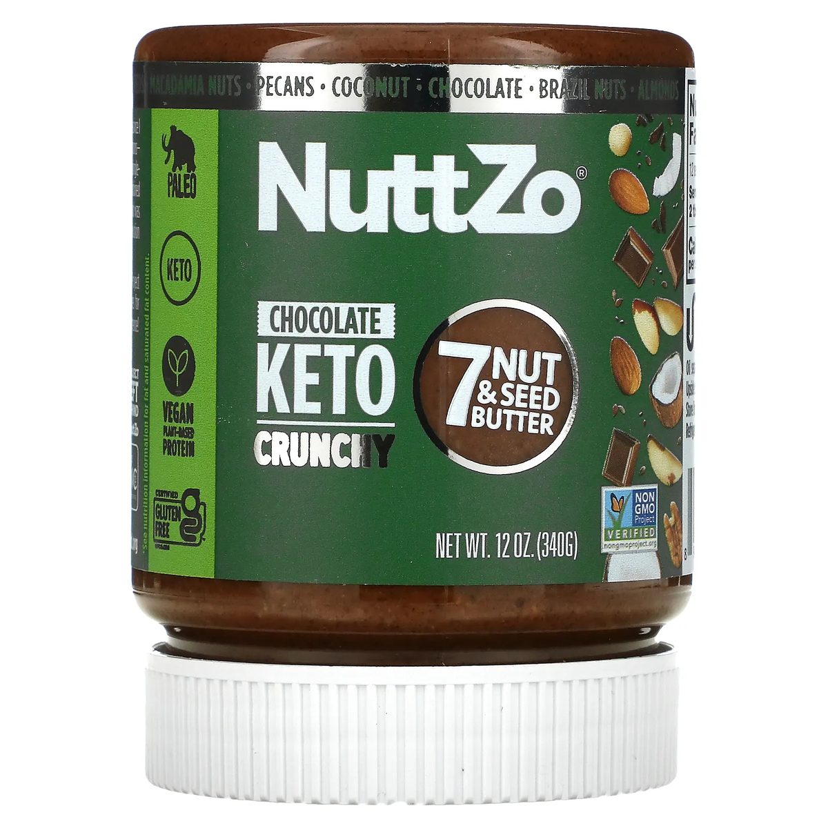 Nuttzo, 7 Nut & Seed Butter, Chocolate Keto Crunchy, 12 oz
 | Pack of 6 - PlantX US