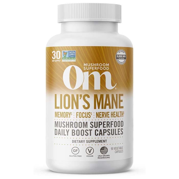 Om Mushroom Superfood - Lionâs Mane Mushroom Capsules, 90 Capsules