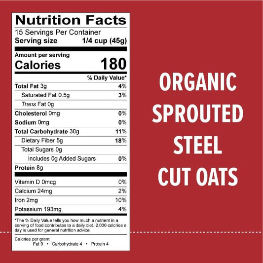 One Degree - Organic Oats Steel Cut Sprouted, 24 Oz | Pack Of 4