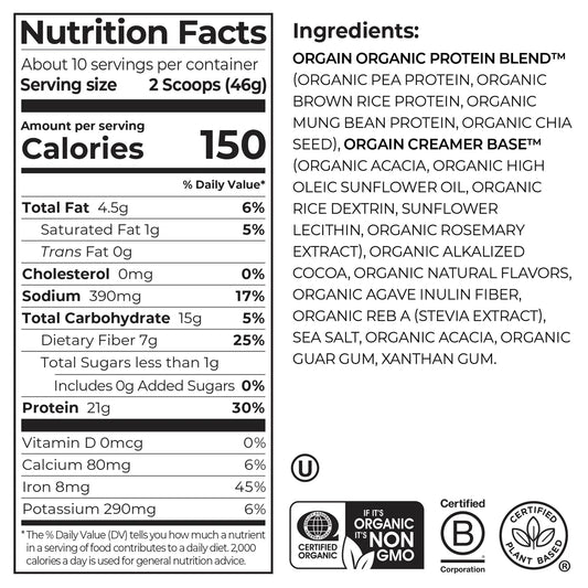 Orgain - Organic Protein Powder, Creamy Chocolate Fudge, 2.03 lbs
