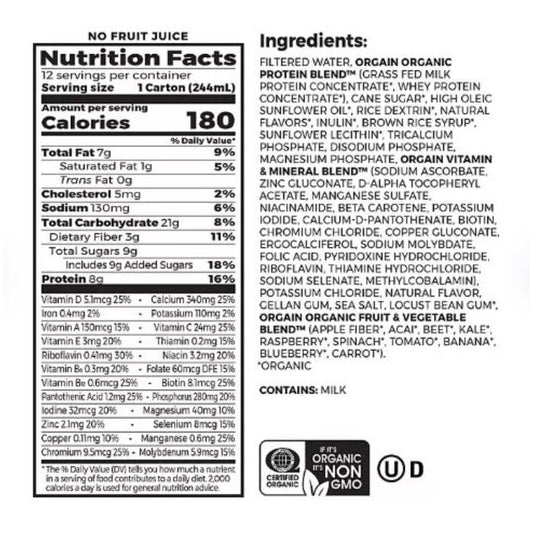 Orgain Kid Protein Rtd Vnla Org 8.25 Fo - Pack Of 12