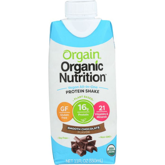 Orgain Vegan Nutritional Shake Smooth Chocolate,11 Oz
 | Pack of 12 - PlantX US