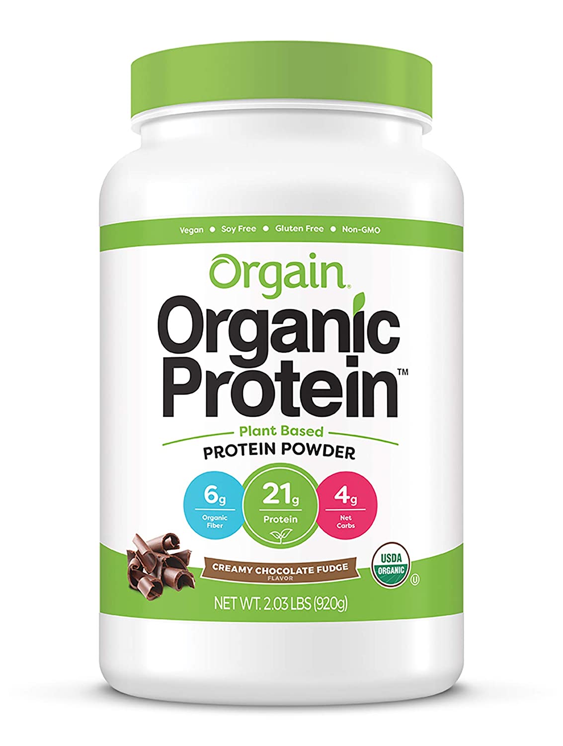 Orgain, Organic Protein Powder, Plant Based, Creamy Chocolate Fudge, 2.03lbs - PlantX US