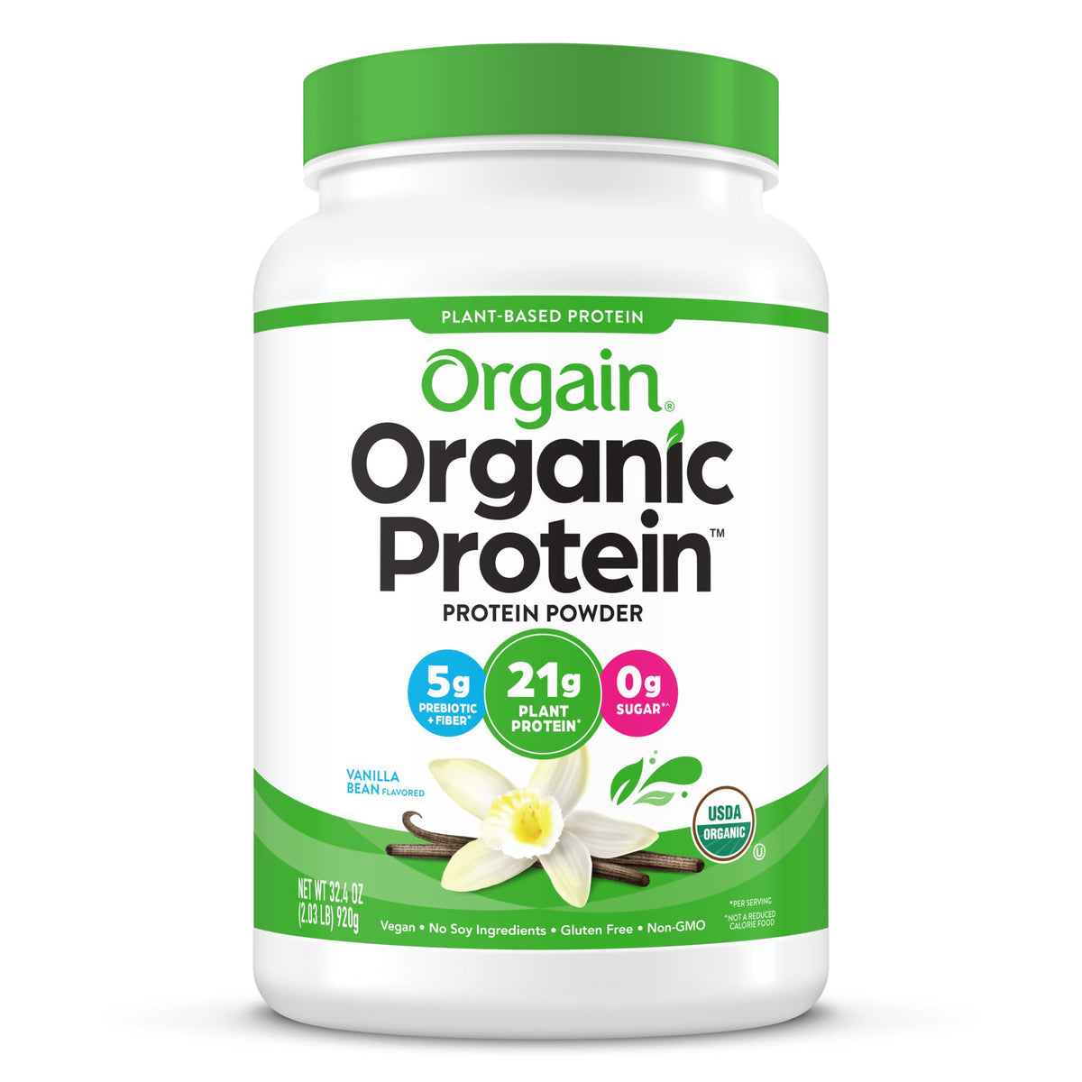 Orgain, Organic Protein Powder, Vanilla Bean, 2.03 lbs - PlantX US