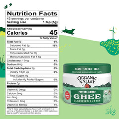 Organic Valley - Ghee Clarified Butter, 7.5 Oz | Pack of 6