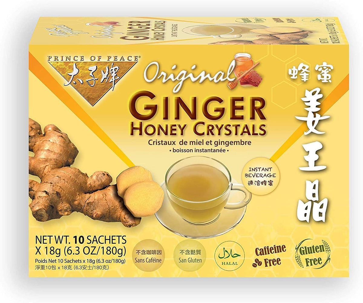 PRINCE OF PEACE - Ginger Honey Crystals,10 Tea Bags | Pack of 6