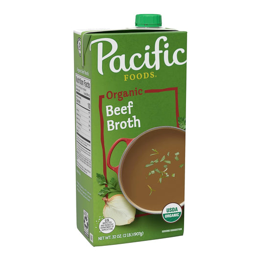 Pacific Foods - Organic Beef Broth, 32 Fl Oz | Pack of 12