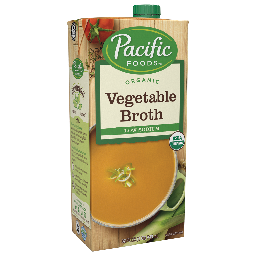 Pacific Foods Organic Vegetable Broth Low Sodium, 32 oz
 | Pack of 12 - PlantX US