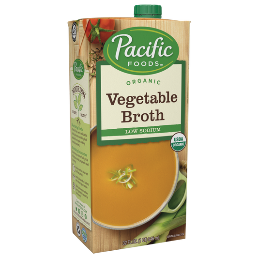 Pacific Foods Organic Vegetable Broth Low Sodium, 32 oz
 | Pack of 12 - PlantX US