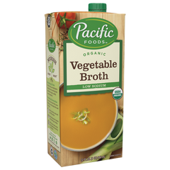 Pacific Foods Organic Vegetable Broth Low Sodium, 32 oz
 | Pack of 12 - PlantX US