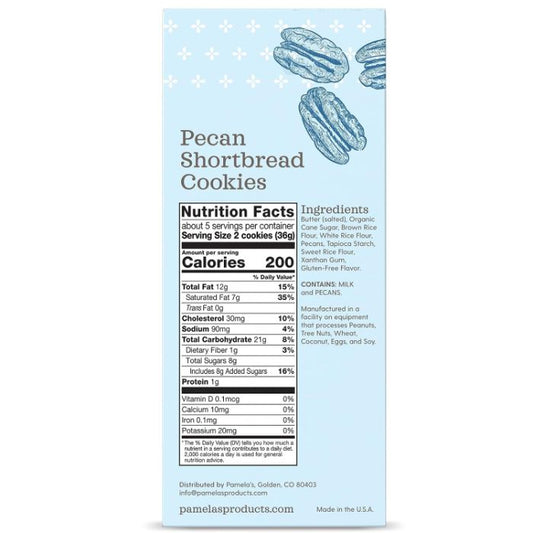 Pamelas Cookies Pecan Shortbread 6.25 oz - Pack Of 6