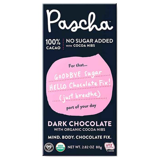 PASCHA - 100% Cacao Dark Chocolate Bar 2.82OZ ( Pack of 10)