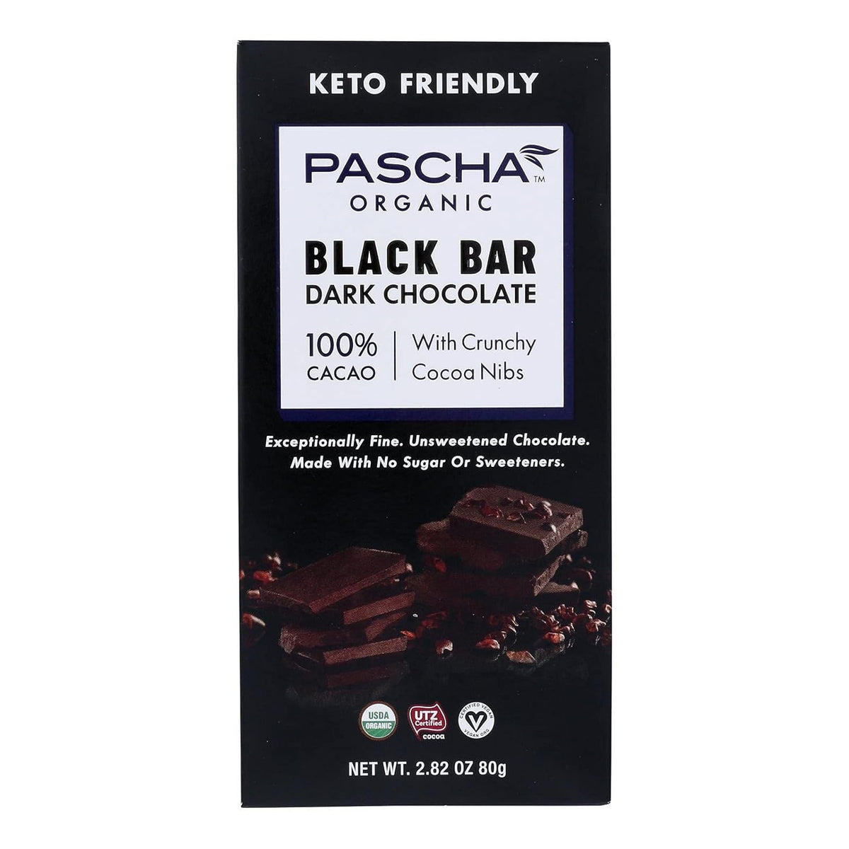 Pascha - Black Bar Dark Chocolate Bar 100% Cacao - 2.82 oz - Pack of 10