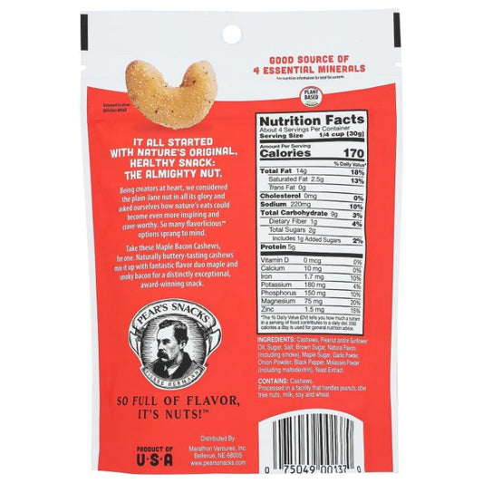 Pears Snacks Cashew Maple Bacon 4 Oz - Pack Of 6