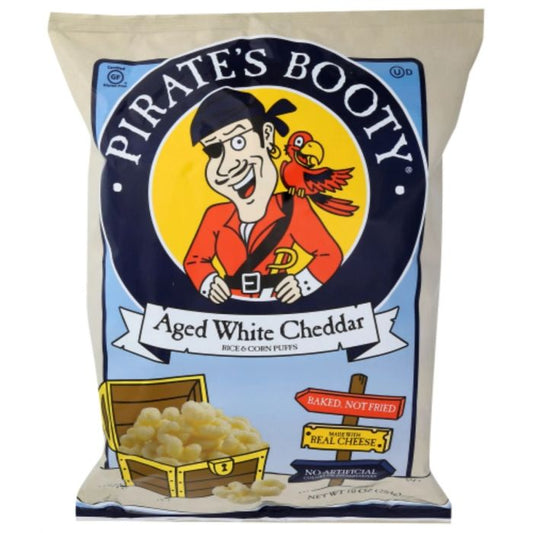 Pirate Brands Puffs Pirate Bty Chdr Wht Agd 10 Oz - Pack Of 6