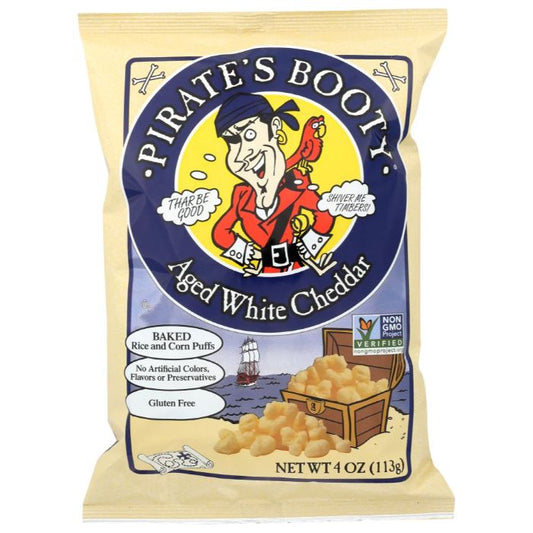 Pirate Brands Puffs Pirate Bty Wht Chdr 4 Oz - Pack Of 12