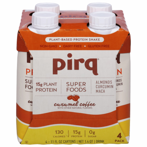 Pirq - Plant-Based Protein Shake Caramel Coffee 11 Fl Oz/Pack of 4 | Pack of 3