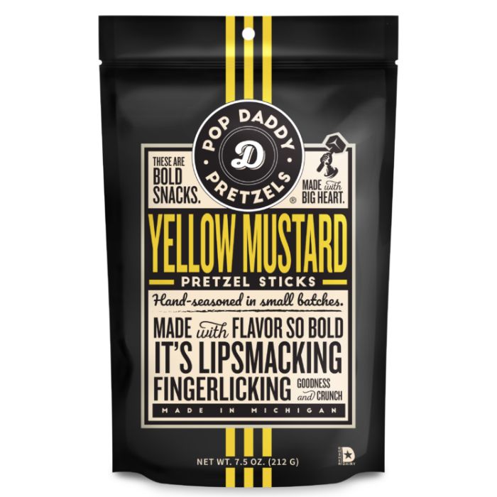 Pop Daddy Popcorn & Pretz Pretzels Yellow Mus 7.5 Oz - Pack Of 12