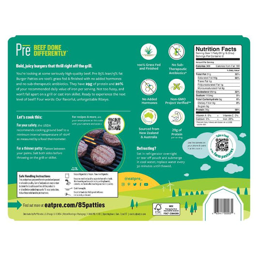 Pre1 - Beef Ground Patties, 10.67 Oz - Pack Of 4