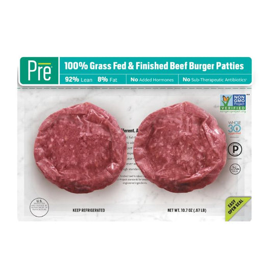 Pre1 - Beef Ground Patties 92% Lean, 10.67 Oz - Pack Of 4