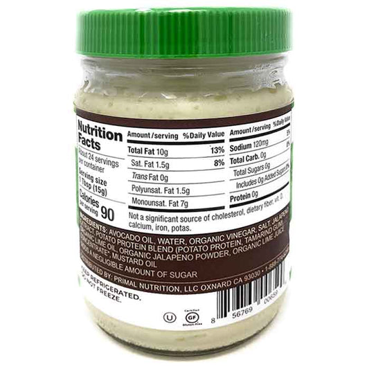 Primal Kitchen - Jalapeno Lime Mayo Spread & Dip with Avocado Oil, 12 fl oz - Back