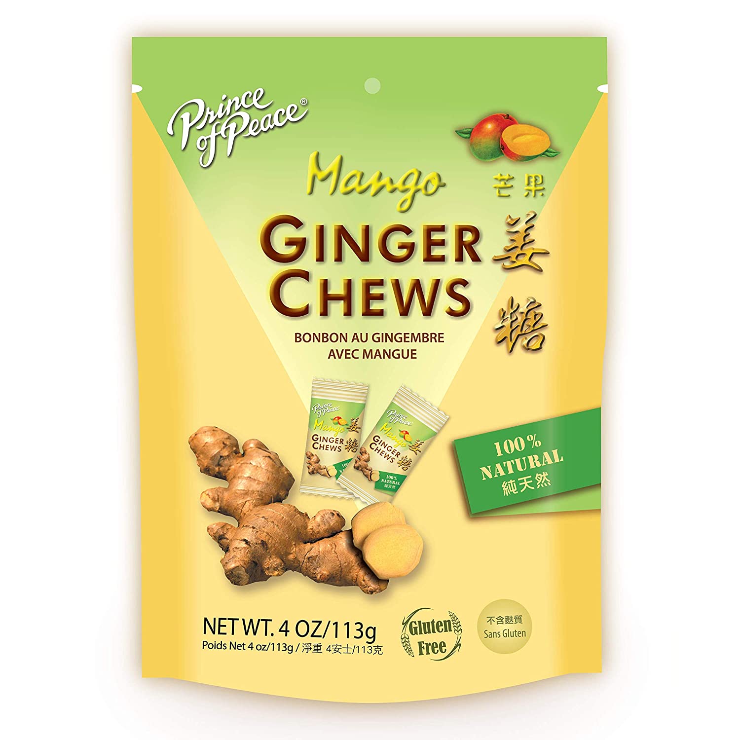 Prince Of Peace Ginger Chews Mango 4 oz
 | Pack of 12 - PlantX US