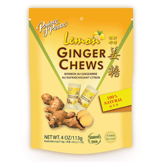 PRINCE OF PEACE - Lemon Ginger Chew Candy 4OZ ( Pack of 12)